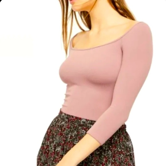 Free People Tight 3/4 Sleeve Top Long Sleeve Shirt Color Mauve Pink Size XS / S - Picture 6 of 6